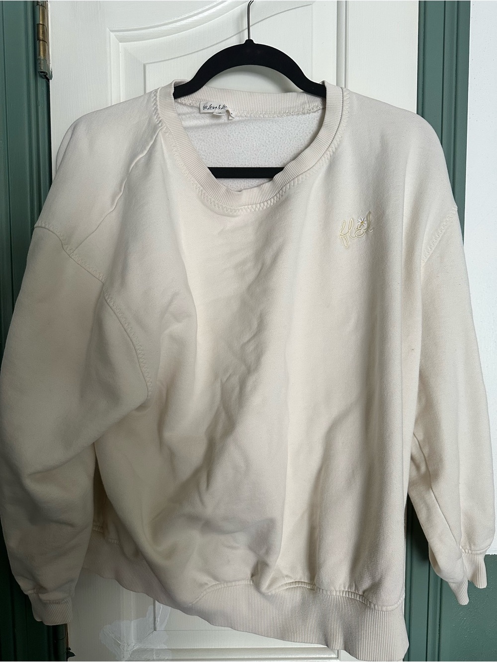 For Love and Lemons Womens Cream Crewneck Sweatshirt